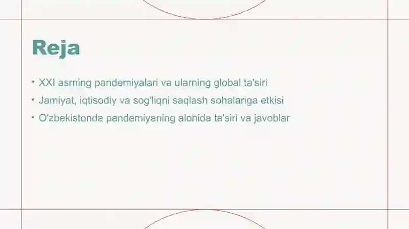 Pandemiya- XXI asrning global muammosi va uning oqibatlari 2