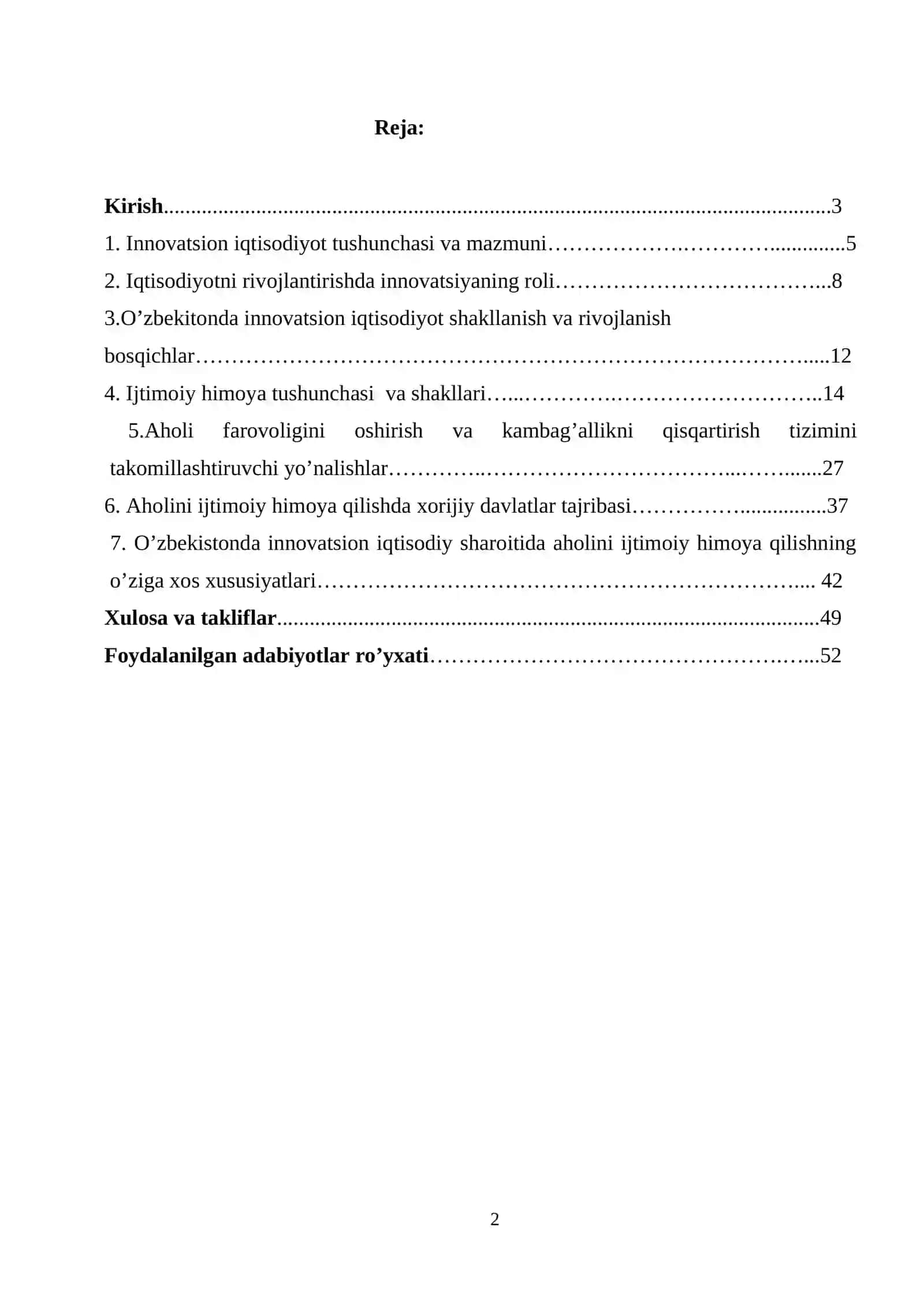 IQTISODIYOT (TARMOQLAR VA SOHALAR BO’YICHA) KURS ISHI 2