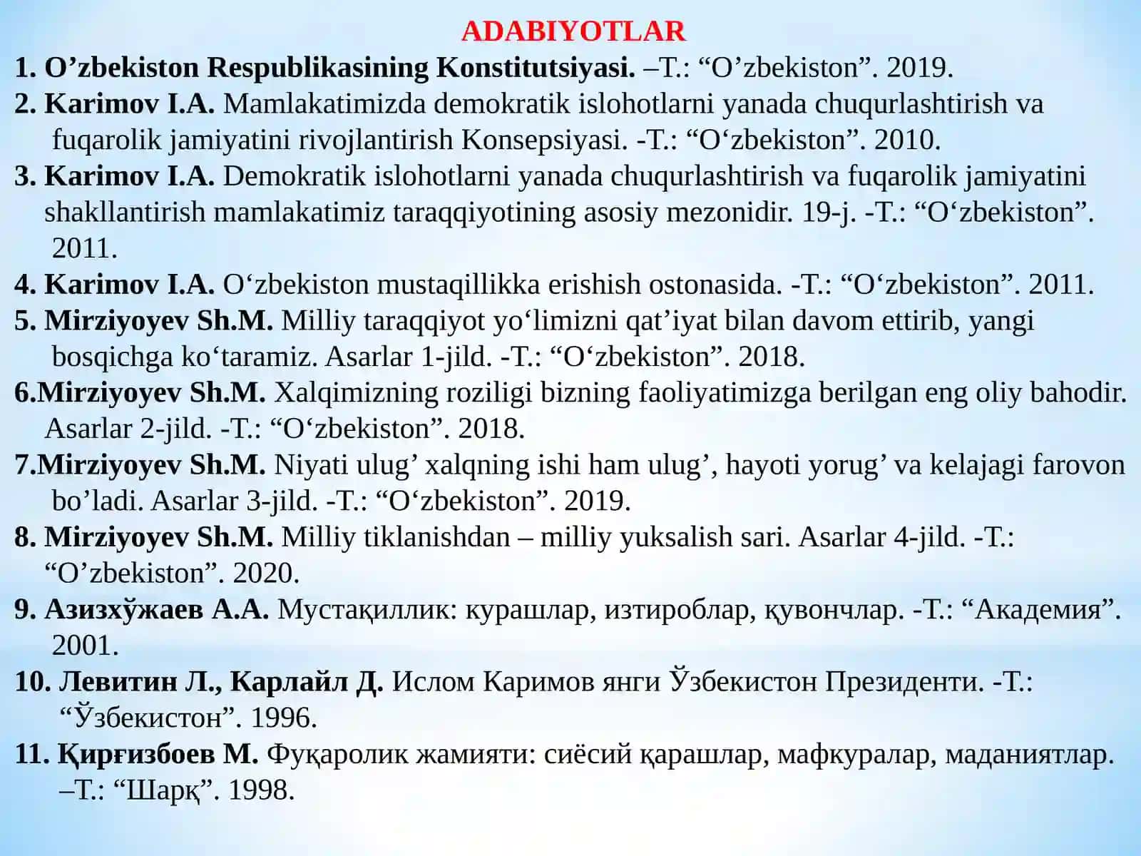 O'ZBEKISTONDA HUQUQIY SIYOSIY ISLOHOTLARNING AMALGA OSHIRILISHI, DEMOKRATIK JAMIYATNI SHAKLLANTIRISH YО‘LIDAGI ISLOHOTLAR 2