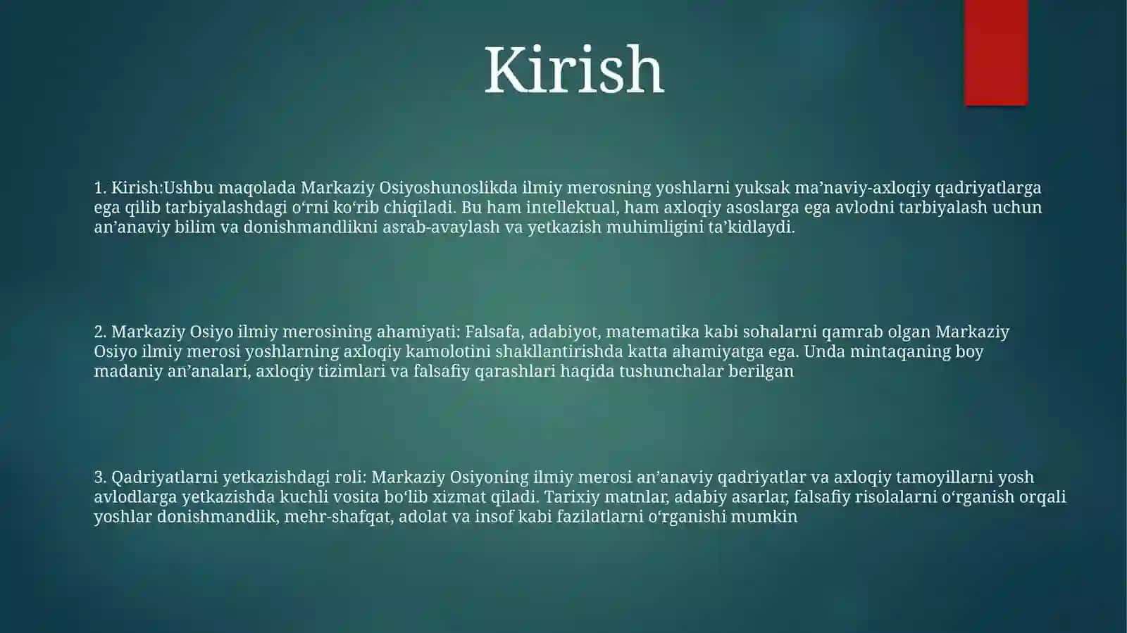 Yuksak Manaviyatli Yoshlarni Tarbiyalashda Òrta Osiyo Àllomalari IlmiyMerosi 2