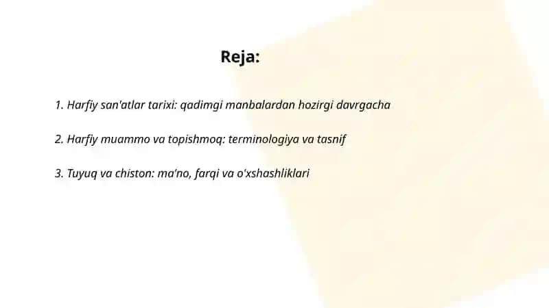 Harfiy san'atlar tarixi 2