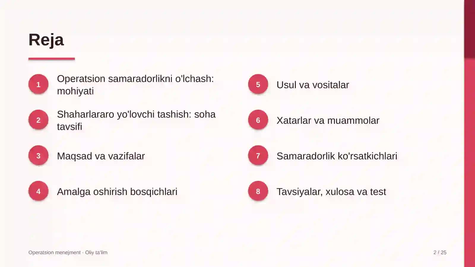 shaharlararo yo'lovchi tashishda operatsion samaradorlikni o'lchash 9227 2