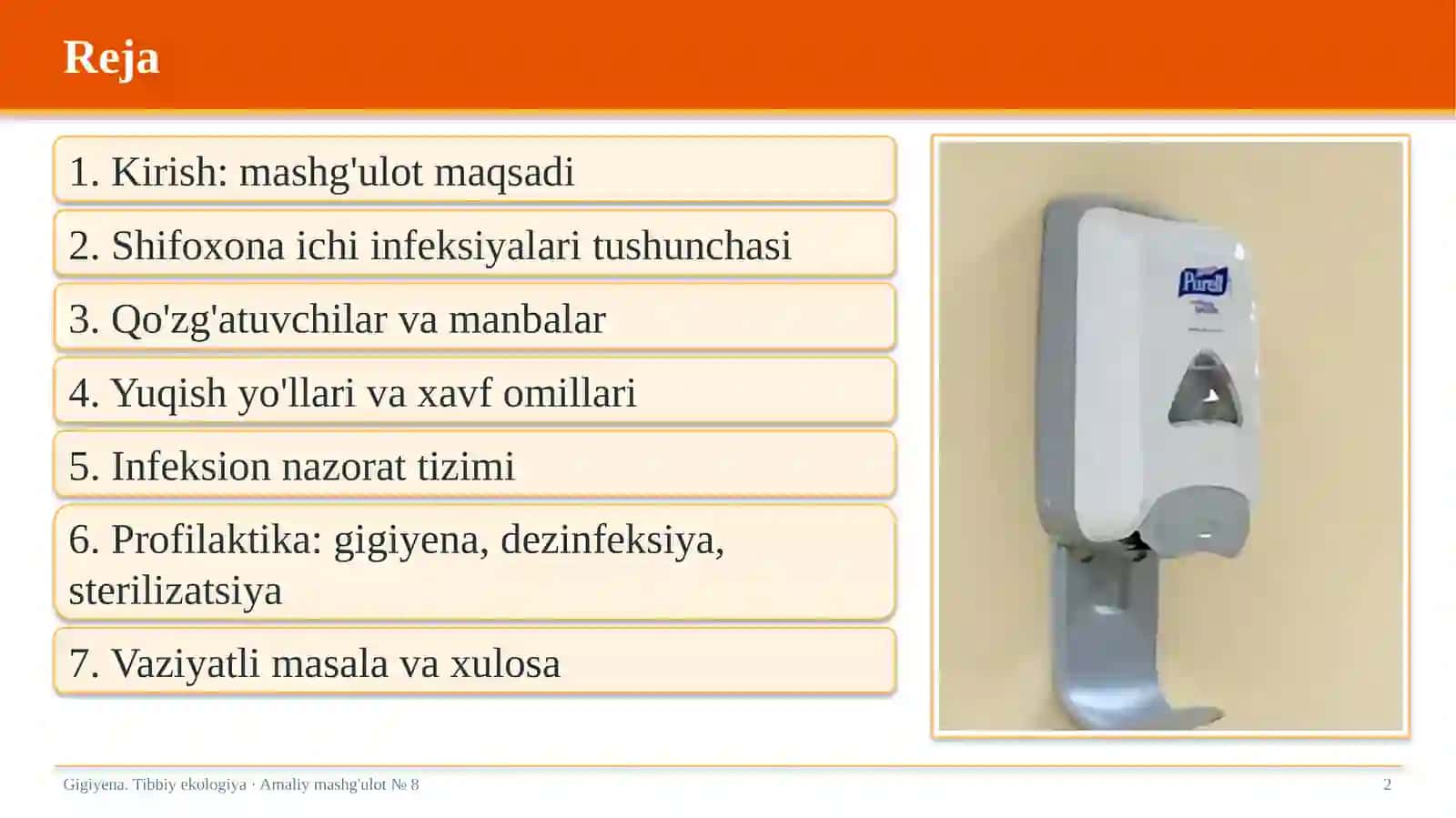 Gigiyena. Tibbiy ekologiya · Amaliy mashg'ulot № 8 2