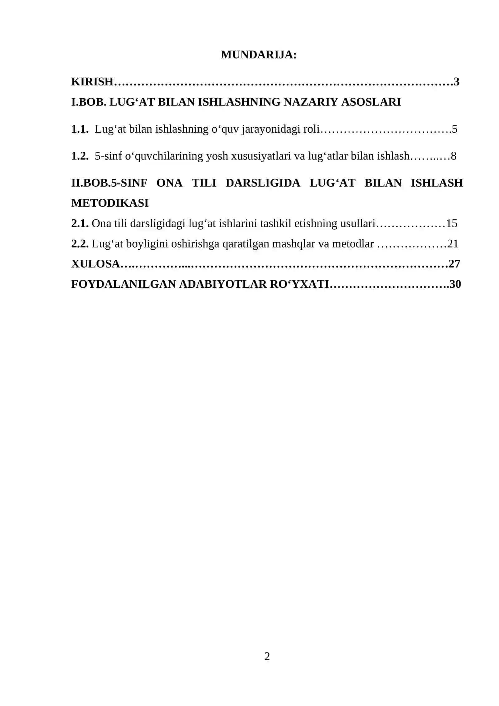 “UMUMTA’LIM MAKTABLARIDA LUG‘AT BILAN ISHLASHNI TASHKIL ETISH METODIKASI” 2