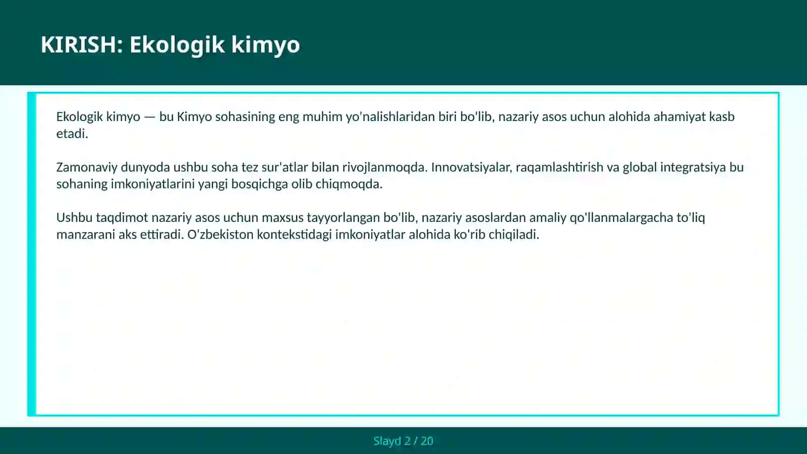 Ekologik Kimyo 2