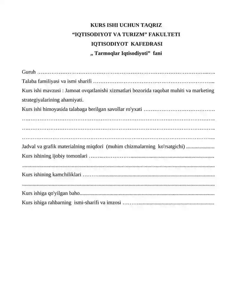 Jamoat ovqatlanishi xizmatlari bozorida raqobat muhiti va marketing strategiyalarining ahamiyati 2