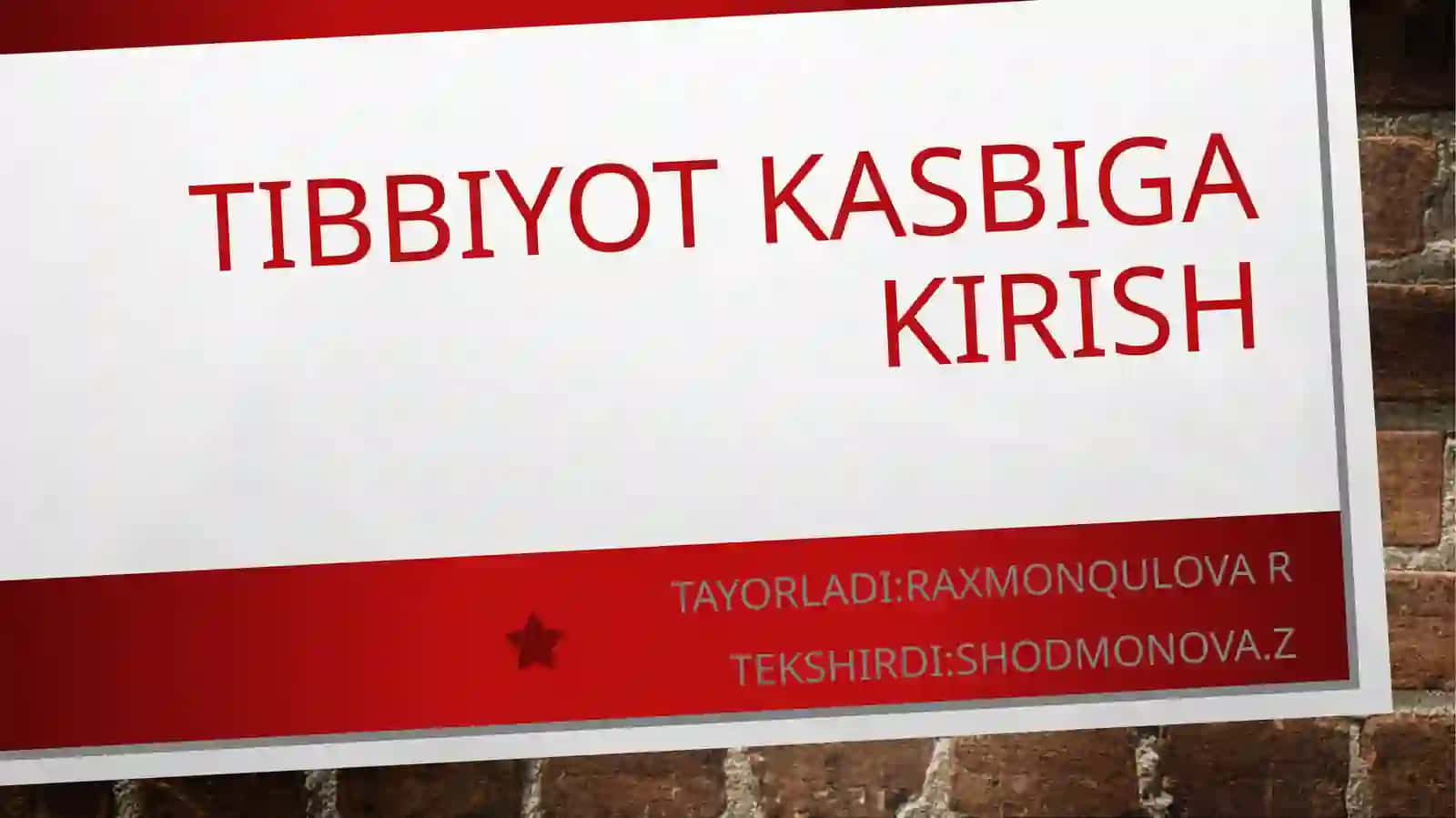 Tibbiyotkasbigakirish 2