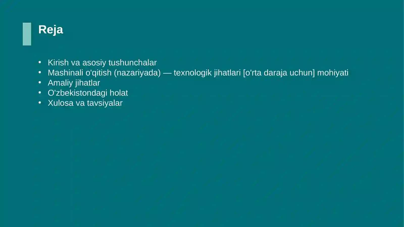 Mashinali o'qitish (nazariyada) — texnologik jihatlari [o'rta daraja uchun] 2