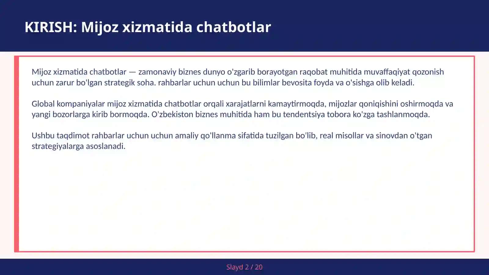 MIJOZ XIZMATIDA CHATBOTLAR 2