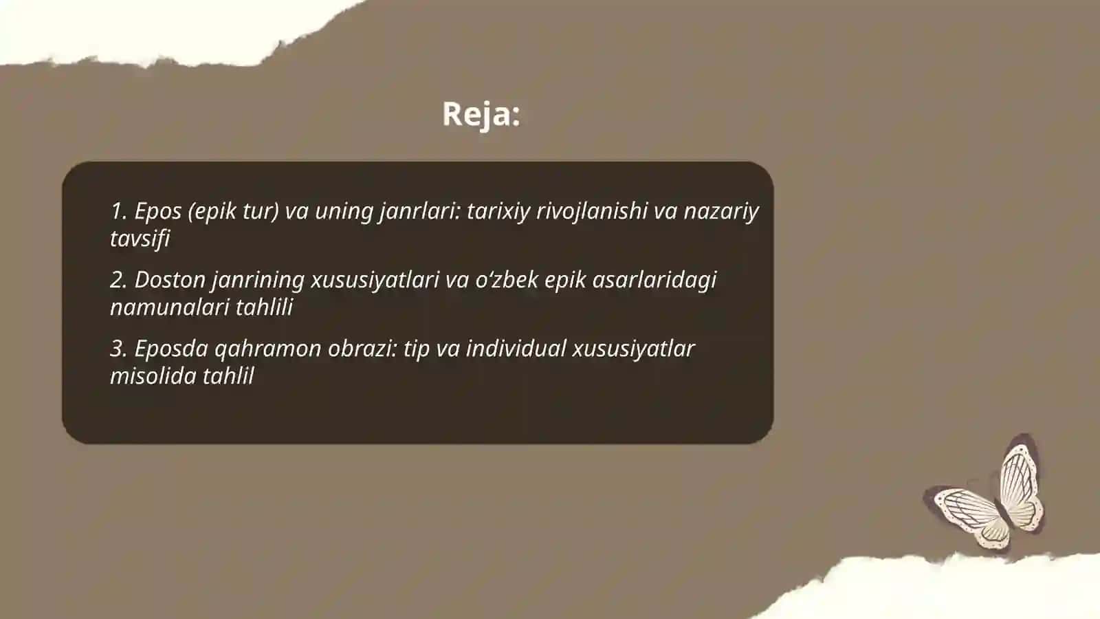 Epos (epik tur) va uning janrlari: tarixiy rivojlanishi va nazariy tavsifi 2