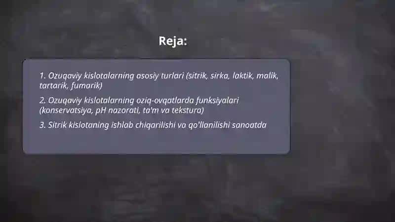 Ozuqaviy Kislotalar va Aromatizatorlar 2