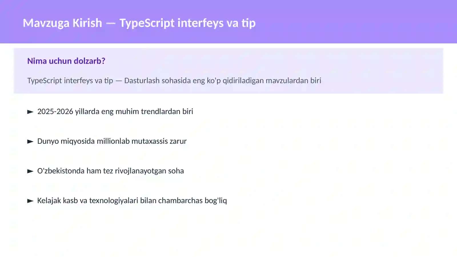 TypeScript interfeys va tip 2