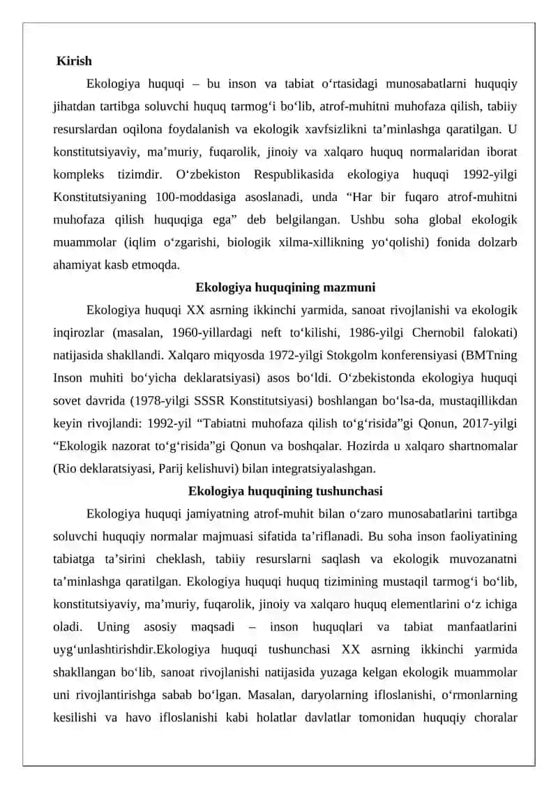 Ekologiya huquqi tushunchasi 2