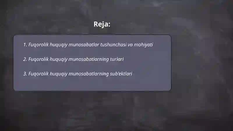Fuqorolik huquqiy munosabatlar tushunchasi va turlari 2
