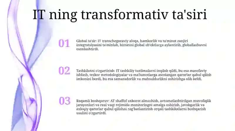 Axborot Texnologiyalarini Tashkilotda Va Global Boshqarishdagi OʻRni 2