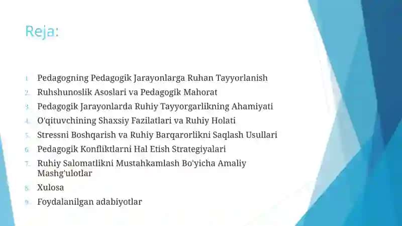 Pedagogning Pedagogik Jarayonlarga Ruhan Tayyorlanish 2