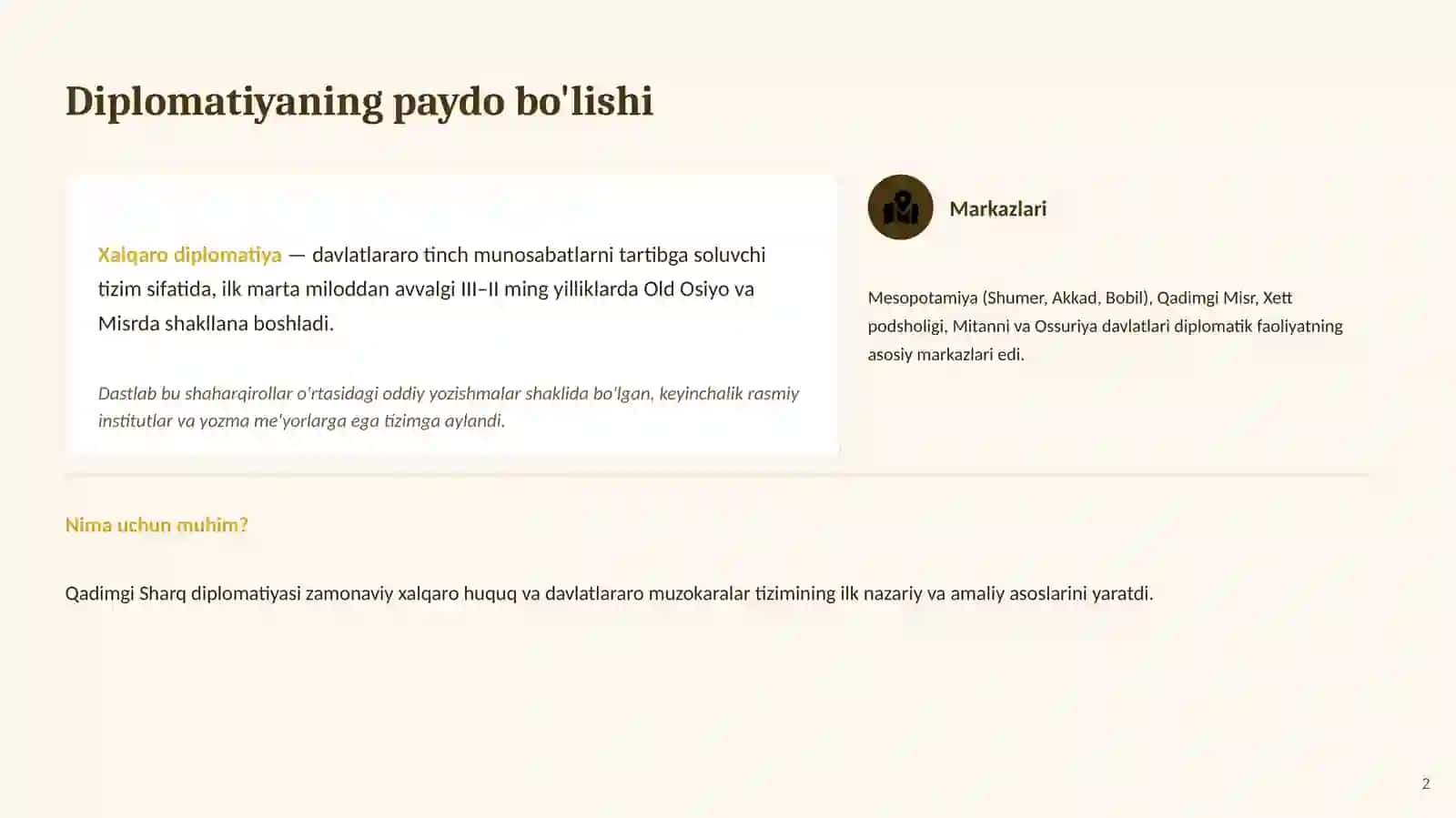 QADIMGI DUNYO TARIXI. qadimgi Sharqda xalqaro munosabatlar va diplomatiya 2