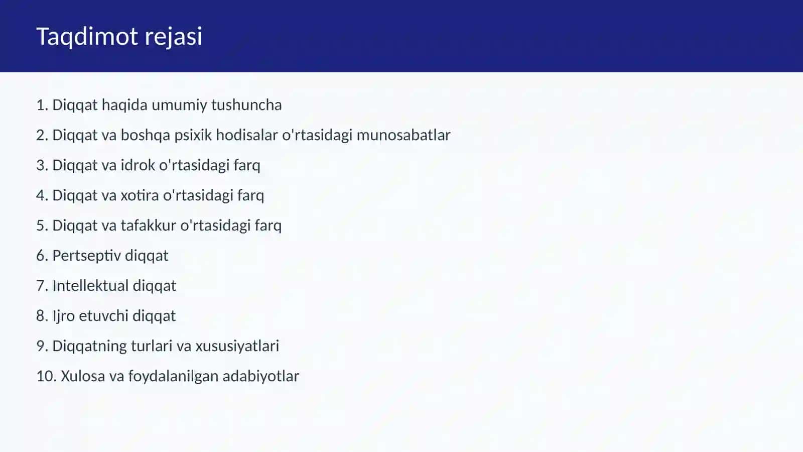 Diqqatni boshqa psixik hodisa va jarayonlar bilan taqqoslash 2