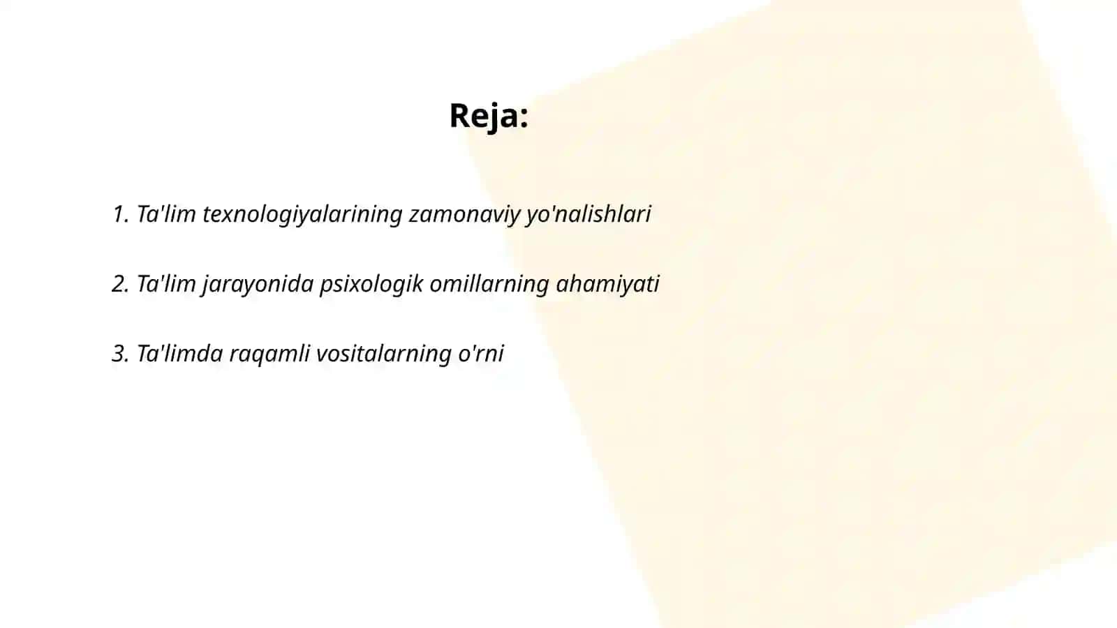 Ta'lim texnalogiyalarining oziga xos pisixologik xususiyatlari. Ta'limning inson haotidagi o'rni 2