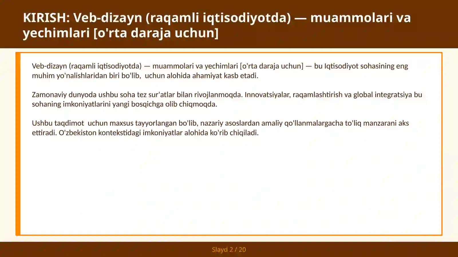VEB-DIZAYN (RAQAMLI IQTISODIYOTDA) — MUAMMOLARI VA YECHIMLARI [O'RTA DARAJA UCHUN] 2