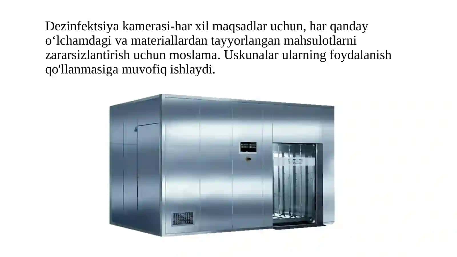 «Dezinfektsiya kameralari, turlari va ishlash tartiblari» 2