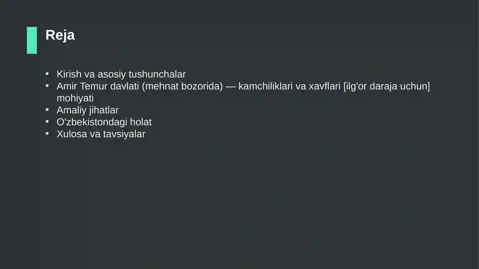 Amir Temur davlati (mehnat bozorida) — kamchiliklari va xavflari [ilg'or daraja uchun] 2