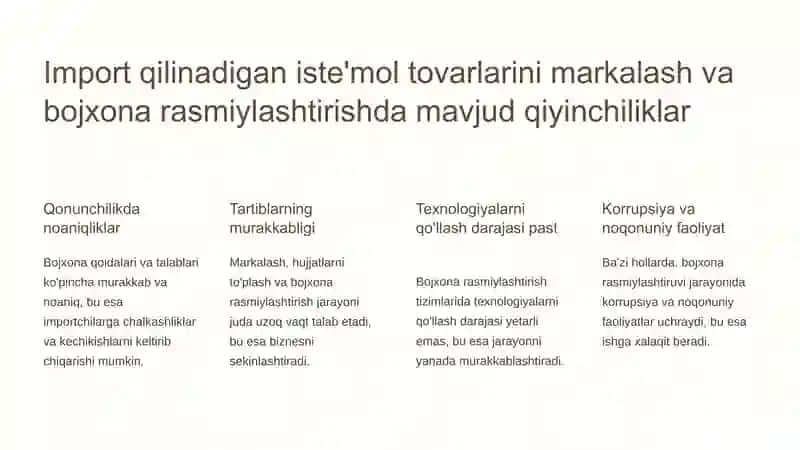 Import qilinadigan iste'mol tovarlarining ayrim turlarini markalash va bojxona rasmiylashtiruvidan o'tkazish tartibini takomillashtirish 2