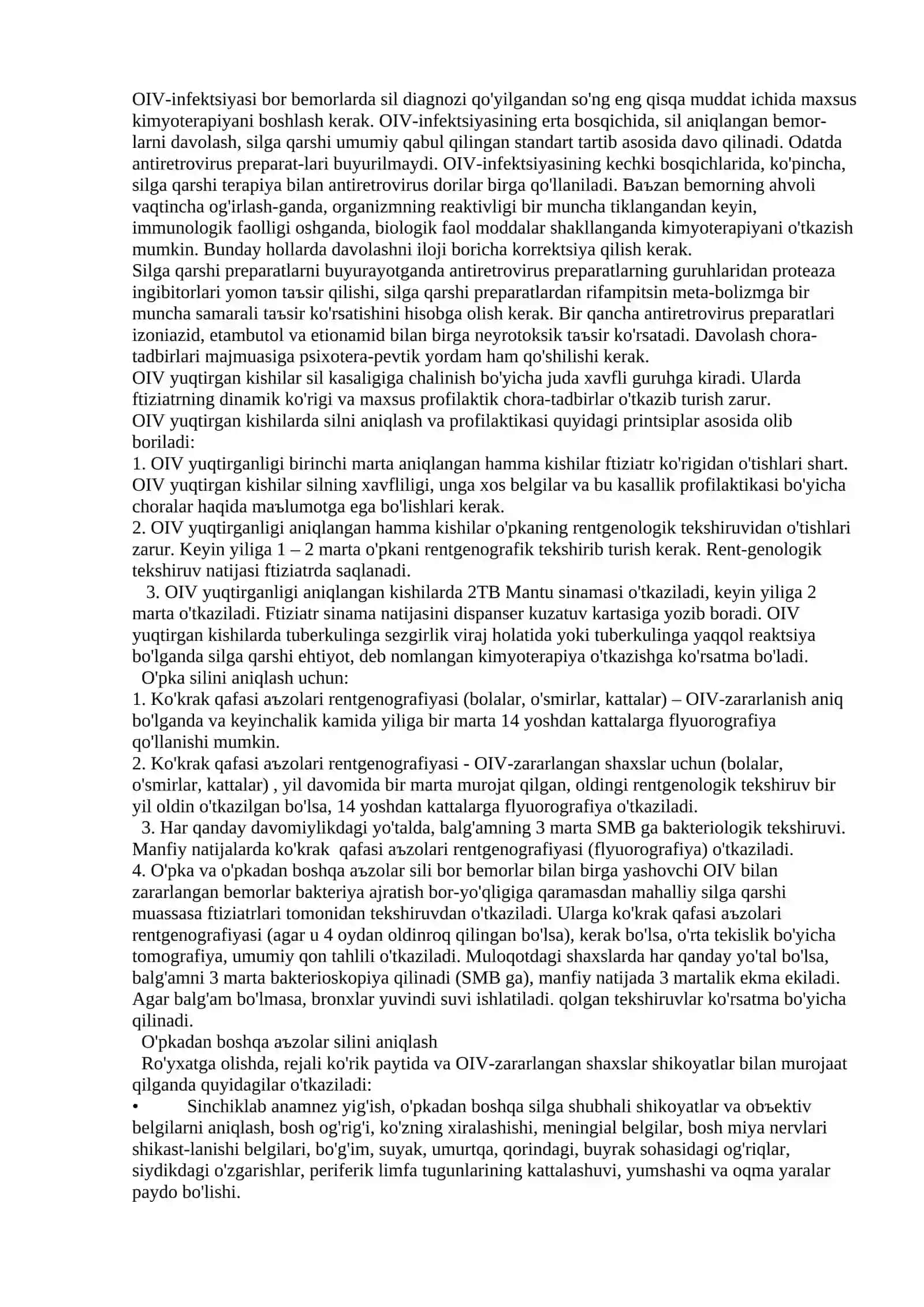 OIV-TВ. Tuberkulyoz kasalligi va OITSni birgalikda kechishi, klinika, diagnostikasi va davosi 2