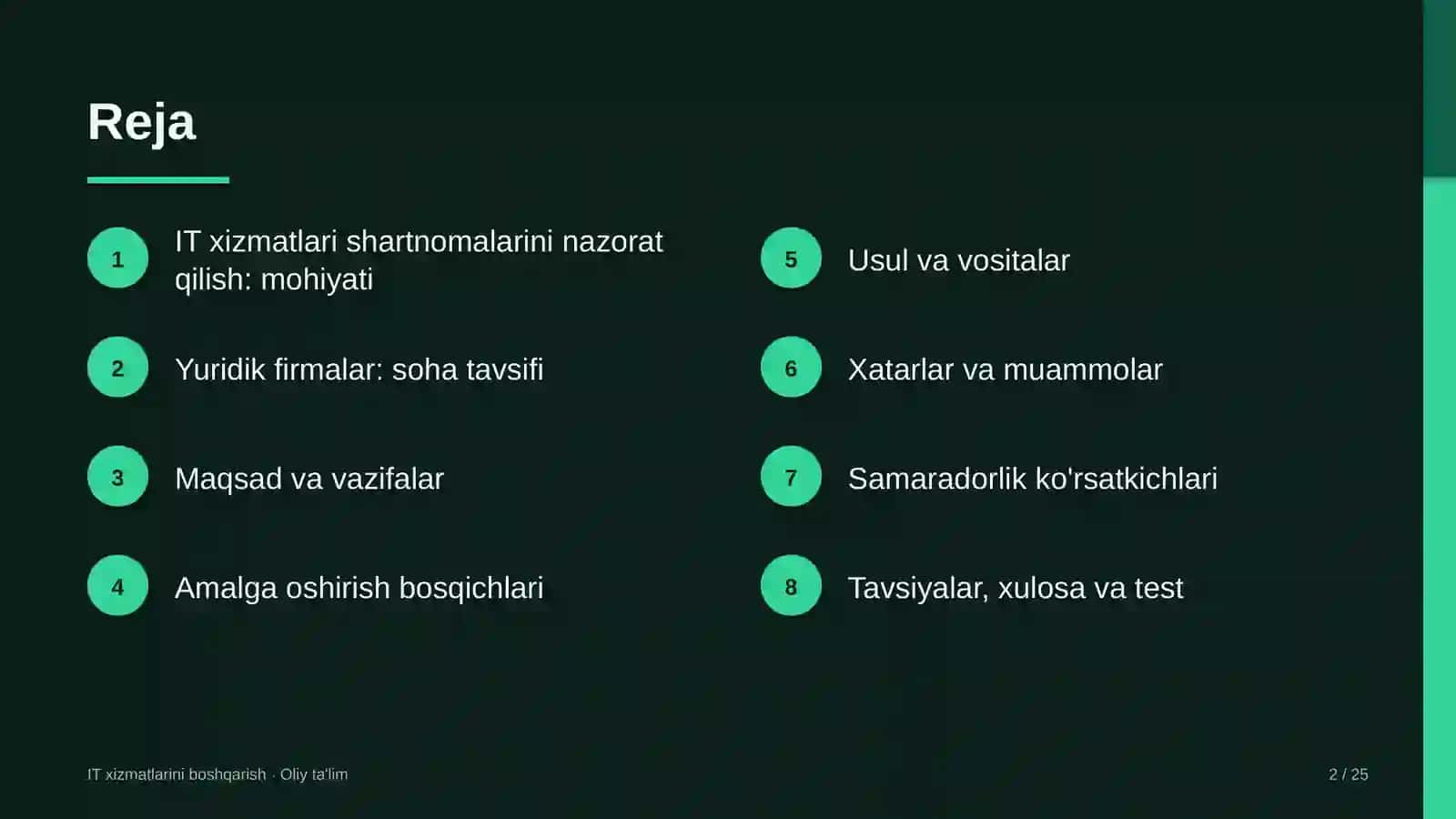 yuridik firmalarda axborot texnologiyalari xizmatlari bo'yicha shartnomalarni nazorat qilish 3490 2