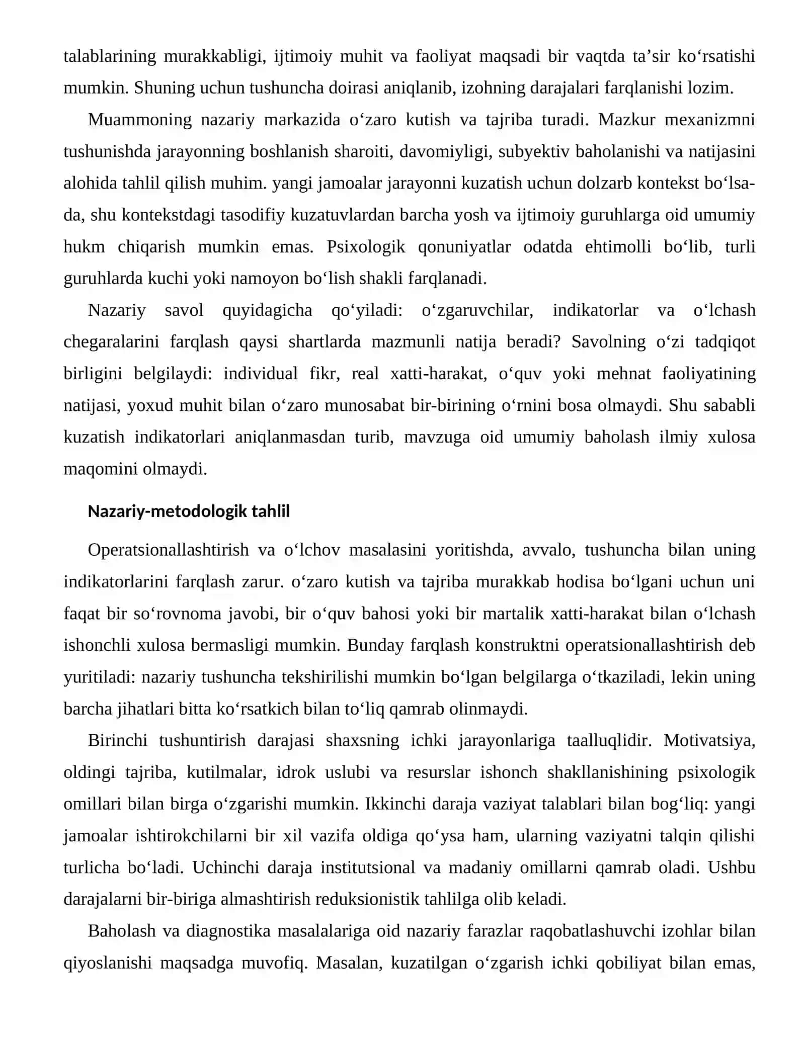 ISHONCH SHAKLLANISHINING PSIXOLOGIK OMILLARI — BAHOLASH VA DIAGNOSTIKA MASALALARI 2