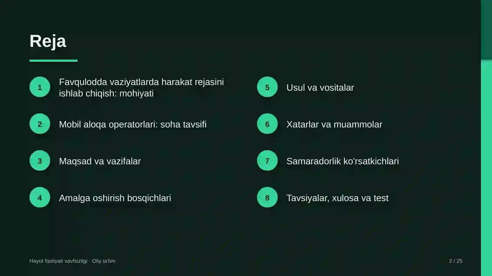 mobil aloqa operatorlarida favqulodda vaziyatlarda harakat rejasini ishlab chiqish 9360 2