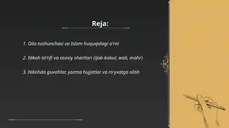 Islom huqushunosligida oila, nikoh, taloq, idda, zinhor tushunchasi 2