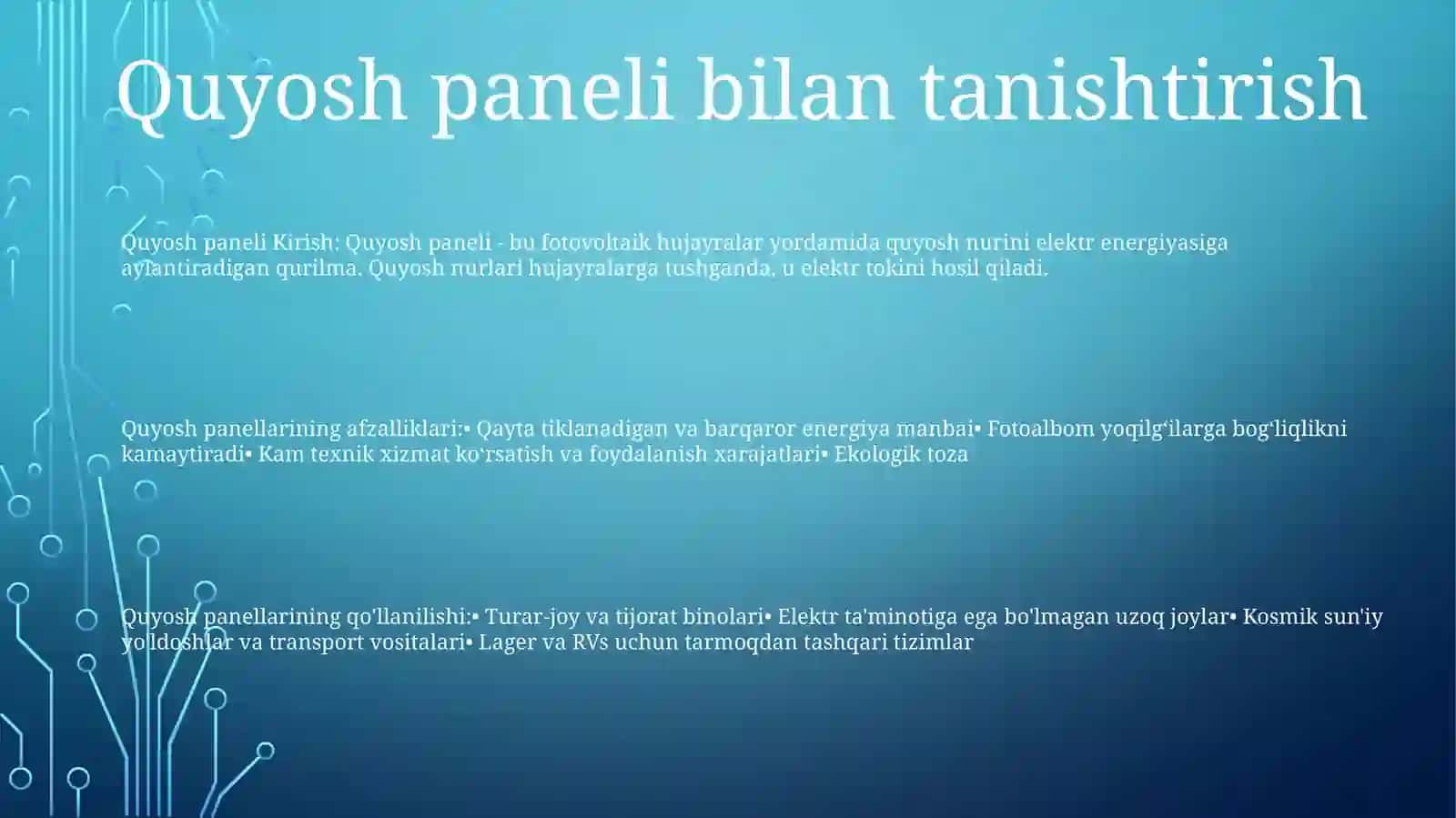 Quyosh Panel Haqida 2