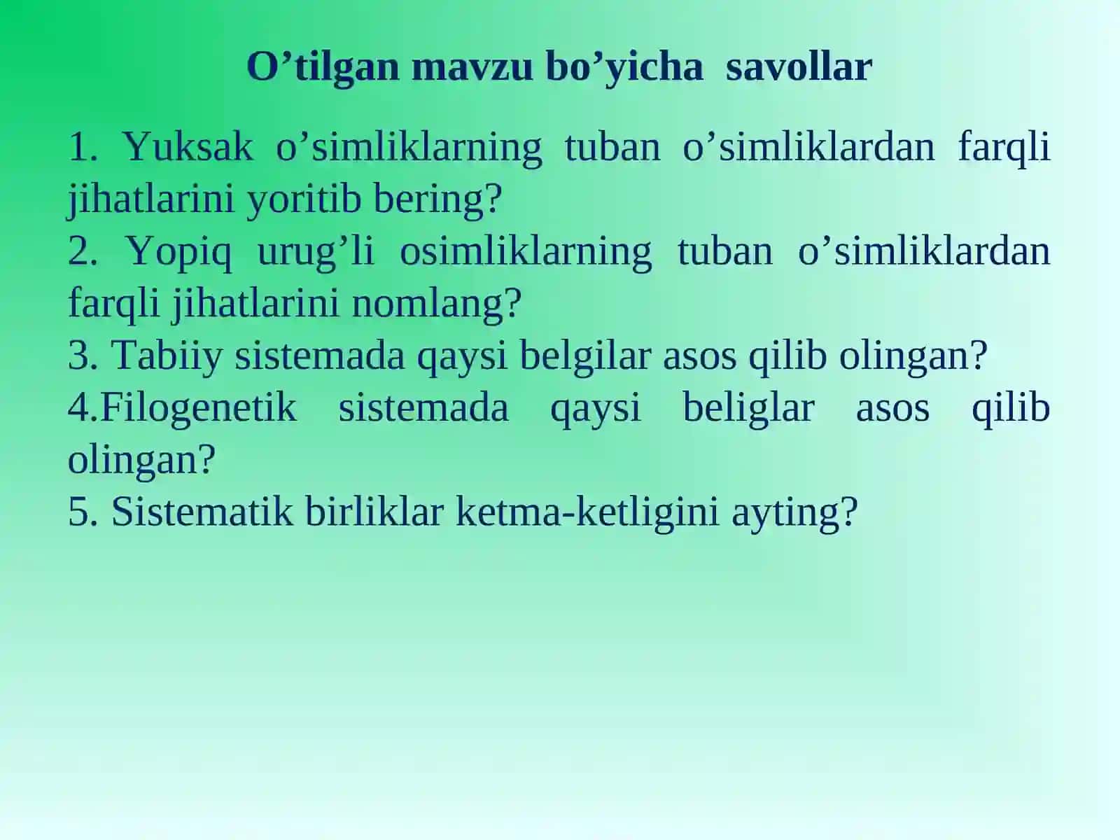 Yuksak sporali o‘simliklar sistеmatikasi.Yo‘sintoifalar (Bryophyta) bo‘limi 2
