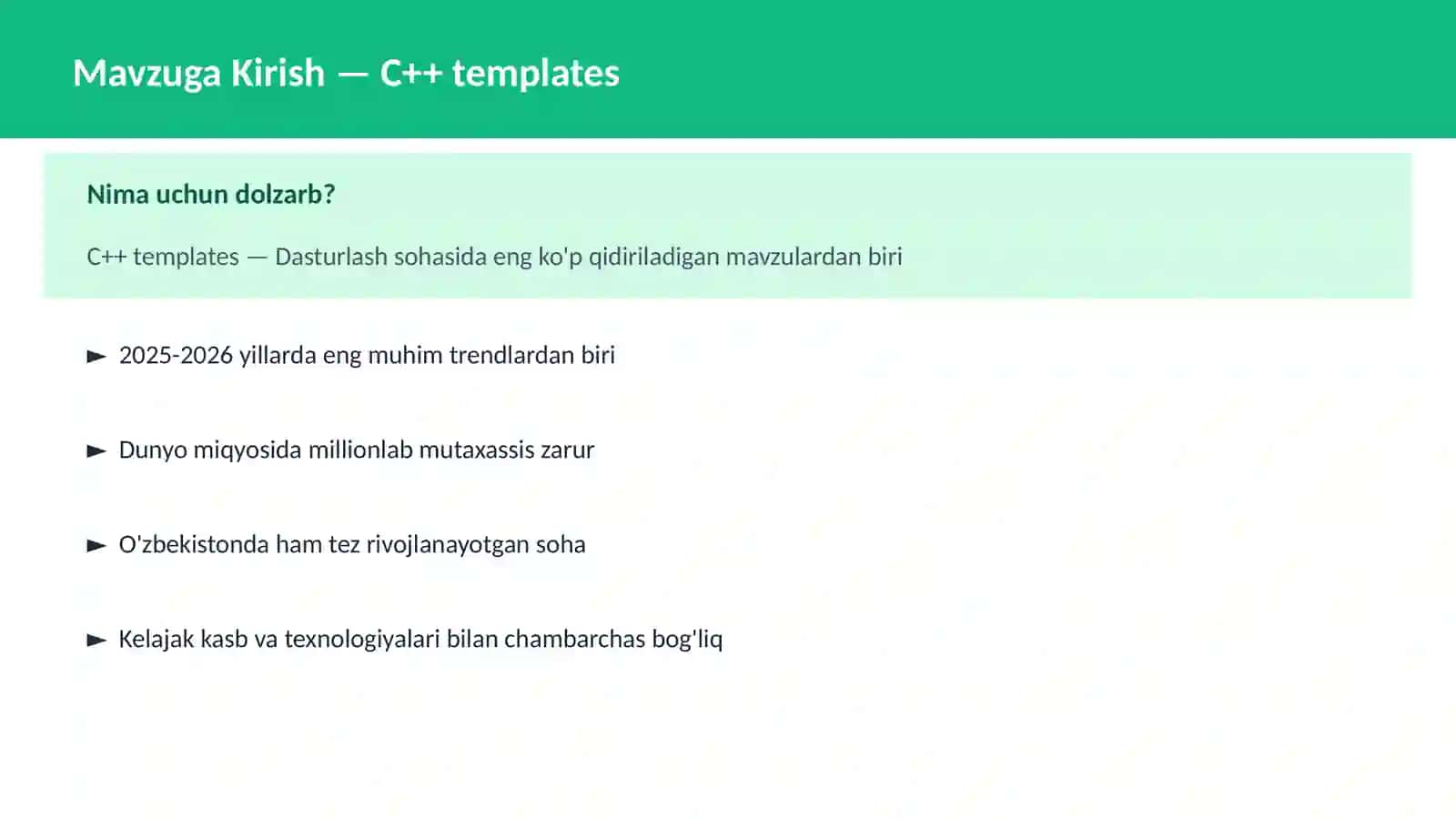 C++ VA TIZIM DASTURLASH 2