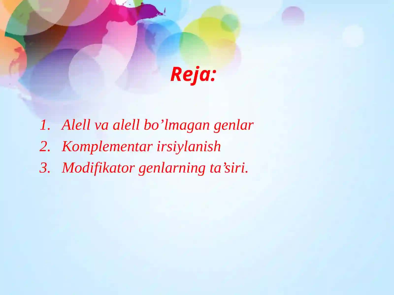 Alell va alell bo’lmagan genlarning o’zaro ta’sirini tahlil qilish 2