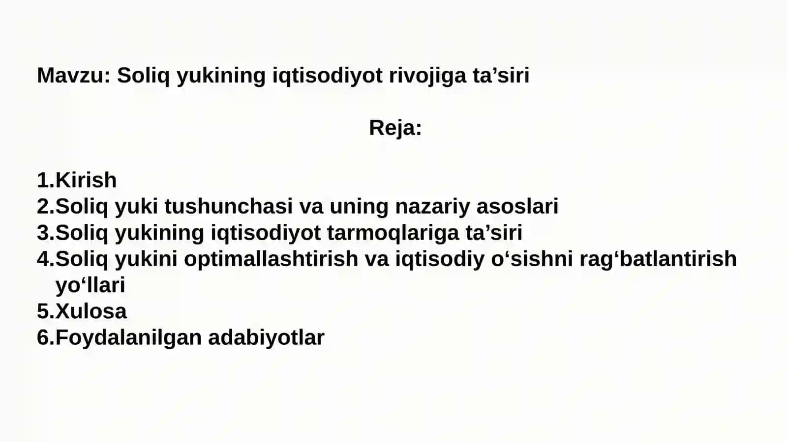 Soliq yukining iqtisodiy rivojga ta’siri 2