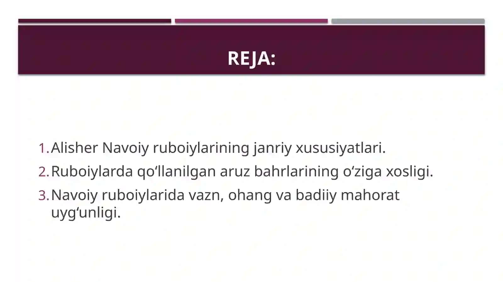 Navoiy ruboiylarida qoʻllanilgan bahrlar 2