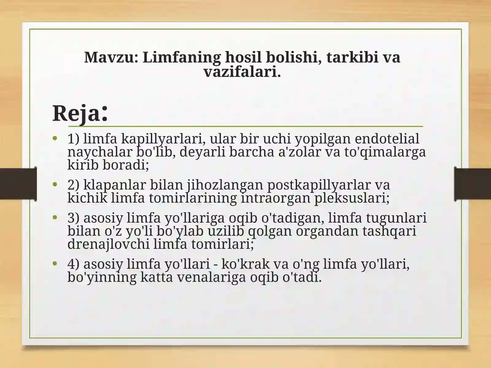 O’ZBEKISTON RESPUBLIKASI SOG’LIQNI SAQLASH VAZIRLIGITOSHKENT TIBBIYOT AKADEMIYASIAnatomiya va O’XTAKAFEDRASI 2