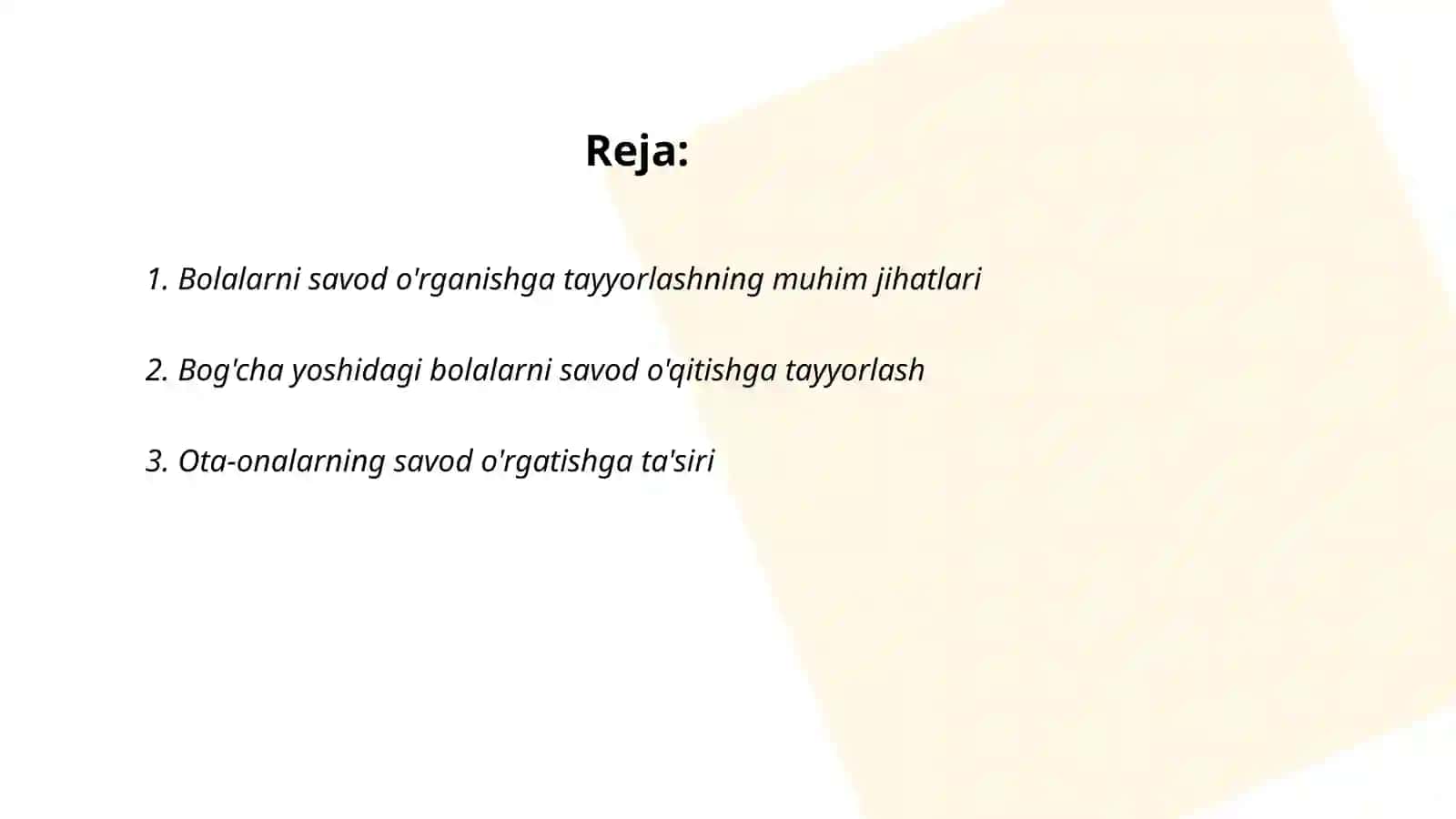 Bolalarniing savod o'rgatish. jarayoniga tayyorgarligini o'rganish 2