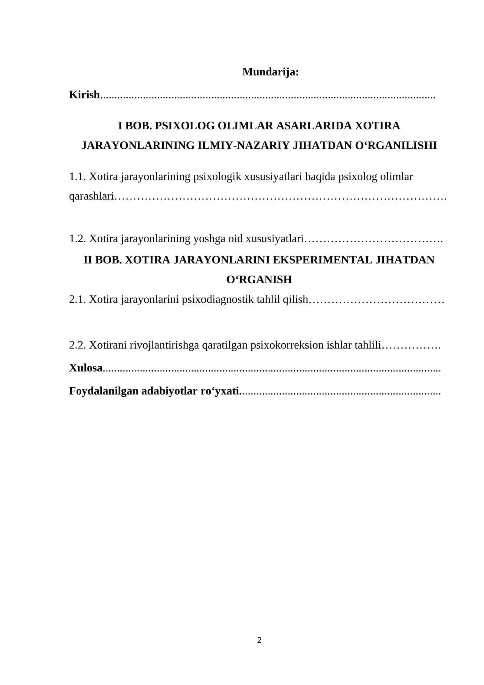 Xotira jarayonlari: nazariy modellari va empirik tadqiqotlar 2