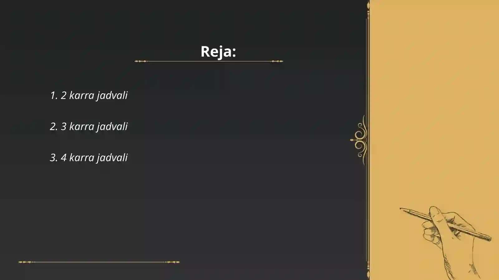 2 karrali jadvali 2