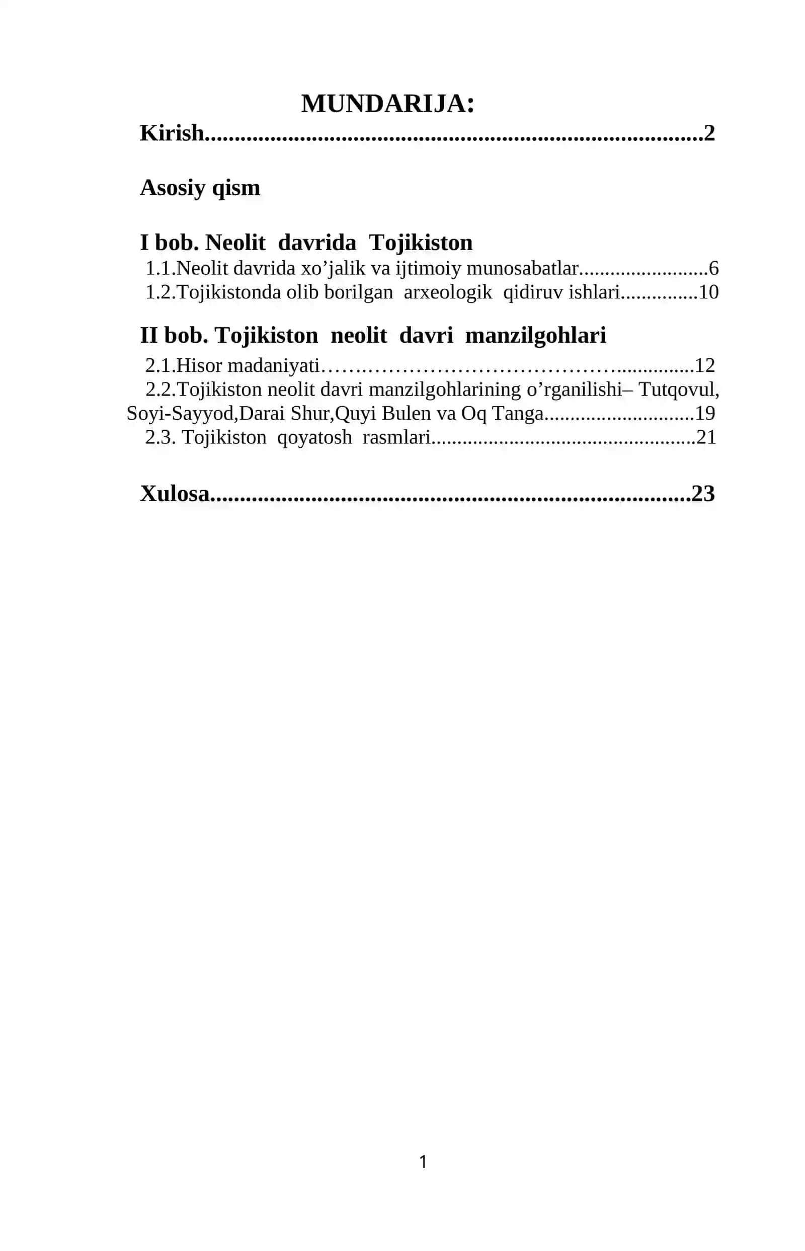 TOJIKISTONDA NEOLIT DAVRINING O’RGANILISH NATIJALARI 2