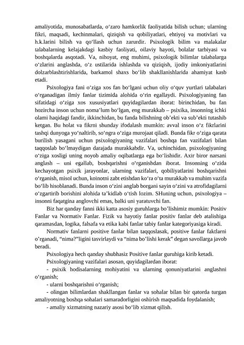 MODUL. UMUMIY PSIXOLOGIYA FANINING TARAQQIYOTI 2