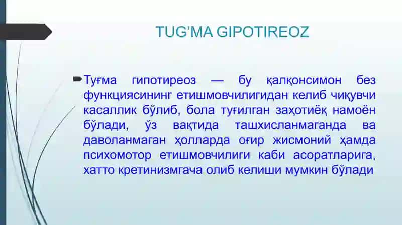 TUG’MA GIPOTIREOZ 2