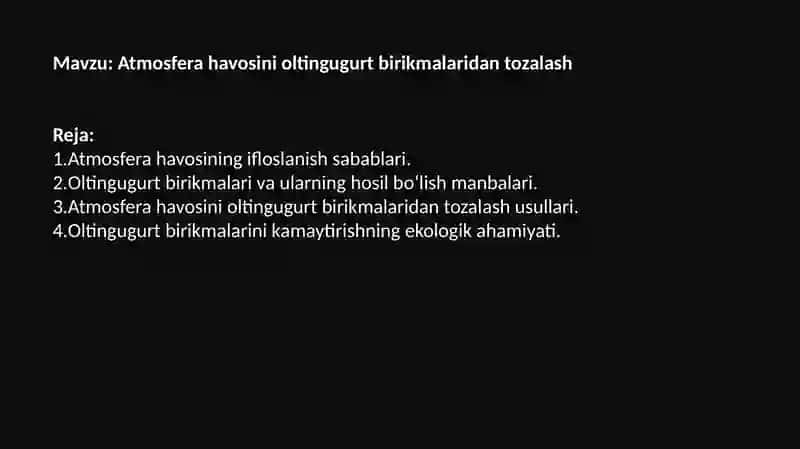 Ekologiya fanidan taqdimot loyihasi 2