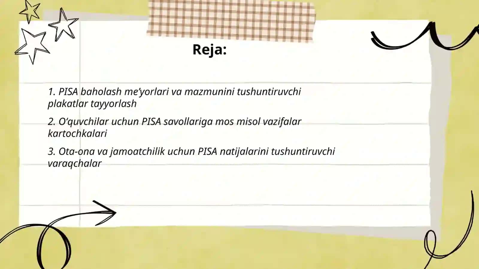 PISA xalqaro baholash dasturlariga oid koʻrgazmali va tarqatma materiallarni tayyorlash 2