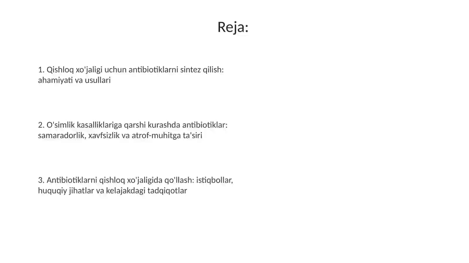 Qishloq xo'jaligi uchun antibiotik moddalar sintezi 2