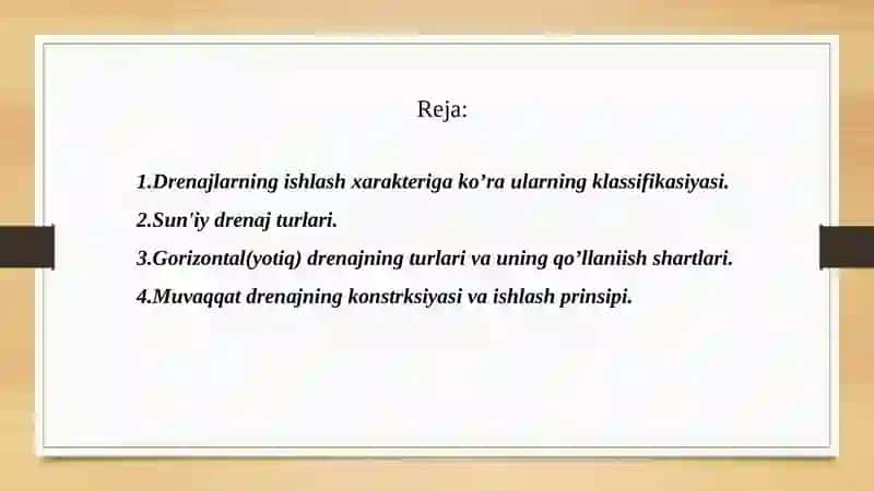 Drenaj Inshootlarining Turlari 2
