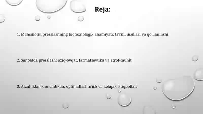 Mahsulotlarni prislashning biotexnologik ahamiyati 2